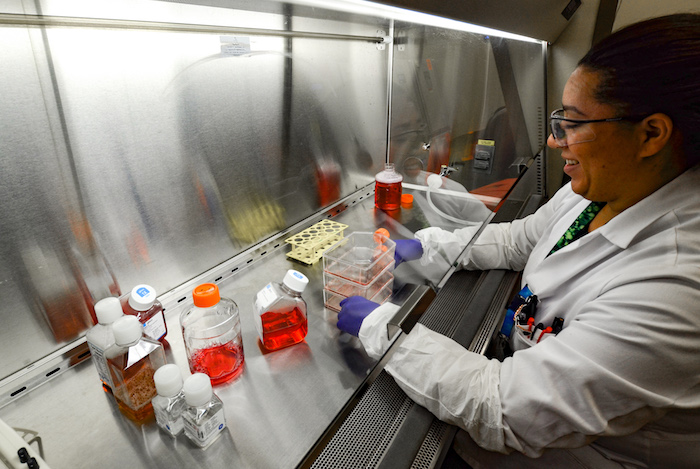 asmine Carter, a graduate research assistant at the UC Davis Stem Cell Program, October 18, 2019. (AJ Cheline/UC Davis)