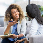 Patient talking with doctor